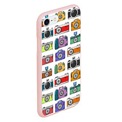 Чехол iPhone 7/8 матовый Фотоаппараты, цвет: 3D-светло-розовый — фото 2