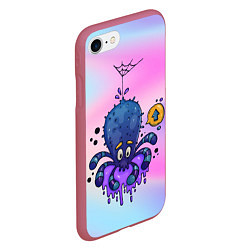Чехол iPhone 7/8 матовый Милый паучок мутант, цвет: 3D-малиновый — фото 2