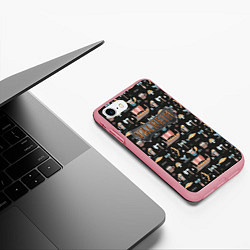 Чехол iPhone 7/8 матовый Valheim викинги паттерн, цвет: 3D-баблгам — фото 2