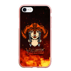 Чехол iPhone 7/8 матовый Valheim девушка воин, цвет: 3D-светло-розовый