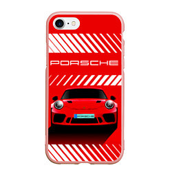 Чехол iPhone 7/8 матовый PORSCHE ПОРШЕ RED STYLE, цвет: 3D-светло-розовый