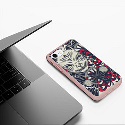 Чехол iPhone 7/8 матовый Кицунэ Маска лисы Z, цвет: 3D-светло-розовый — фото 2