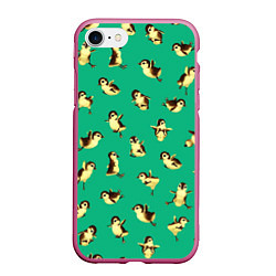 Чехол iPhone 7/8 матовый Цыплята, цвет: 3D-малиновый