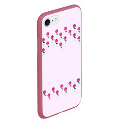 Чехол iPhone 7/8 матовый Розовые цветы pink flowers, цвет: 3D-малиновый — фото 2