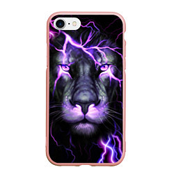 Чехол iPhone 7/8 матовый НЕОНОВЫЙ ЛЕВ NEON LION, цвет: 3D-светло-розовый