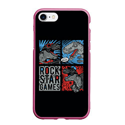 Чехол iPhone 7/8 матовый Rock Star Dino Динозавр геймер