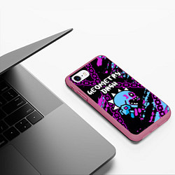 Чехол iPhone 7/8 матовый Geometry Dash, цвет: 3D-малиновый — фото 2