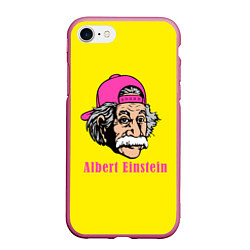 Чехол iPhone 7/8 матовый Albert Einstein, цвет: 3D-малиновый