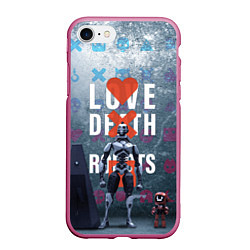 Чехол iPhone 7/8 матовый Любовь смерть и роботы, цвет: 3D-малиновый