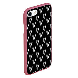 Чехол iPhone 7/8 матовый Викинги Лого Паттерн Vikings Pattern Z, цвет: 3D-малиновый — фото 2