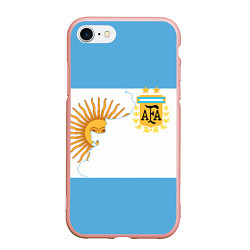 Чехол iPhone 7/8 матовый Сборная Аргентины, цвет: 3D-светло-розовый