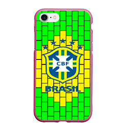 Чехол iPhone 7/8 матовый Сборная Бразилии, цвет: 3D-малиновый