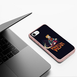 Чехол iPhone 7/8 матовый Back to Futurama, цвет: 3D-светло-розовый — фото 2