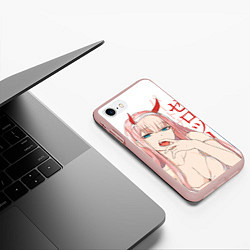 Чехол iPhone 7/8 матовый Darling in the Franxx Zero Two, цвет: 3D-светло-розовый — фото 2