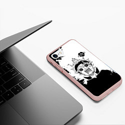 Чехол iPhone 7/8 матовый Чёрный клевер кричащий Аста, цвет: 3D-светло-розовый — фото 2