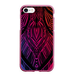 Чехол iPhone 7/8 матовый Фиолетовый узор 3D, цвет: 3D-малиновый