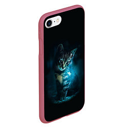 Чехол iPhone 7/8 матовый Красивый кот, цвет: 3D-малиновый — фото 2