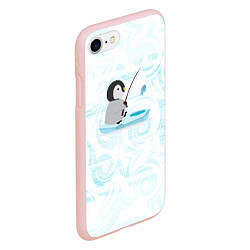 Чехол iPhone 7/8 матовый Пингвин рыбачит, цвет: 3D-светло-розовый — фото 2