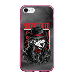 Чехол iPhone 7/8 матовый Sneak Tiger, цвет: 3D-малиновый