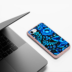 Чехол iPhone 7/8 матовый Гжель, цвет: 3D-светло-розовый — фото 2