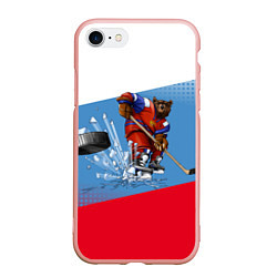Чехол iPhone 7/8 матовый Русский хоккей, цвет: 3D-светло-розовый