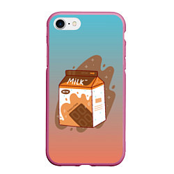 Чехол iPhone 7/8 матовый Шоколадное молоко в коробке, цвет: 3D-малиновый