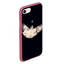 Чехол iPhone 7/8 матовый BTS Butterfly, цвет: 3D-малиновый — фото 2