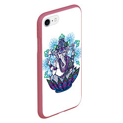 Чехол iPhone 7/8 матовый Будда слон, цвет: 3D-малиновый — фото 2