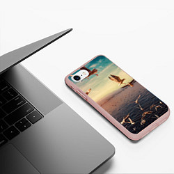 Чехол iPhone 7/8 матовый Чайки на воде, цвет: 3D-светло-розовый — фото 2