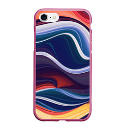 Чехол iPhone 7/8 матовый Colored lines, цвет: 3D-малиновый