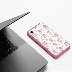 Чехол iPhone 7/8 матовый Единороги, цвет: 3D-малиновый — фото 2