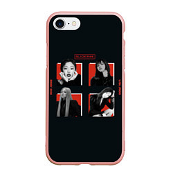 Чехол iPhone 7/8 матовый BLACKPINK Red and black, цвет: 3D-светло-розовый