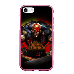 Чехол iPhone 7/8 матовый Five Finger Death Punch Skull, цвет: 3D-малиновый