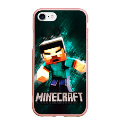 Чехол iPhone 7/8 матовый MINECRAFT, цвет: 3D-светло-розовый