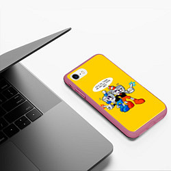 Чехол iPhone 7/8 матовый Побитые кружки, цвет: 3D-малиновый — фото 2
