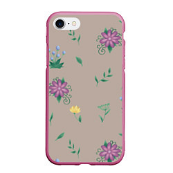 Чехол iPhone 7/8 матовый Цветочная эстетика, цвет: 3D-малиновый
