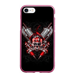 Чехол iPhone 7/8 матовый Skull of Gears, цвет: 3D-малиновый