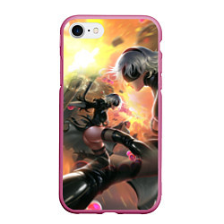 Чехол iPhone 7/8 матовый 2B Nier Automata Z, цвет: 3D-малиновый