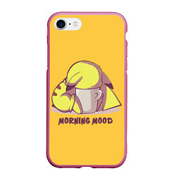 Чехол iPhone 7/8 матовый Pikachu morning mood, цвет: 3D-малиновый