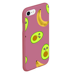Чехол iPhone 7/8 матовый Банан и Авокадо, цвет: 3D-малиновый — фото 2