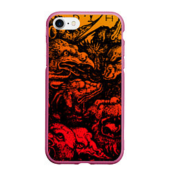 Чехол iPhone 7/8 матовый Grotesque animals, цвет: 3D-малиновый