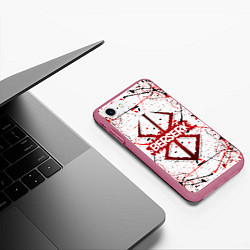Чехол iPhone 7/8 матовый БЕРСЕРК рваный лого, цвет: 3D-малиновый — фото 2