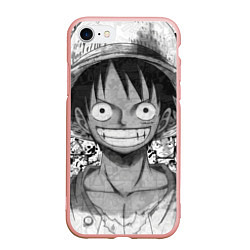 Чехол iPhone 7/8 матовый Луфи улыбается one piece, цвет: 3D-светло-розовый