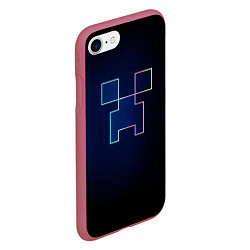 Чехол iPhone 7/8 матовый Неоновый крипер, цвет: 3D-малиновый — фото 2