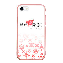 Чехол iPhone 7/8 матовый One Piece резиновый Луффи, цвет: 3D-светло-розовый
