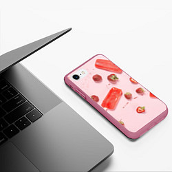 Чехол iPhone 7/8 матовый Мороженое и клубника, цвет: 3D-малиновый — фото 2