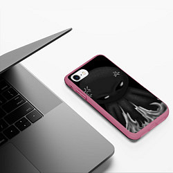 Чехол iPhone 7/8 матовый Ом ном ном, цвет: 3D-малиновый — фото 2