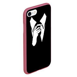 Чехол iPhone 7/8 матовый Смокинг Поправляю галстук, цвет: 3D-малиновый — фото 2