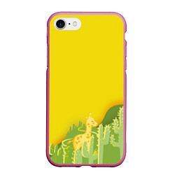 Чехол iPhone 7/8 матовый Милый жираф в кактусах, цвет: 3D-малиновый