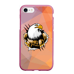 Чехол iPhone 7/8 матовый Орел 3D, цвет: 3D-малиновый